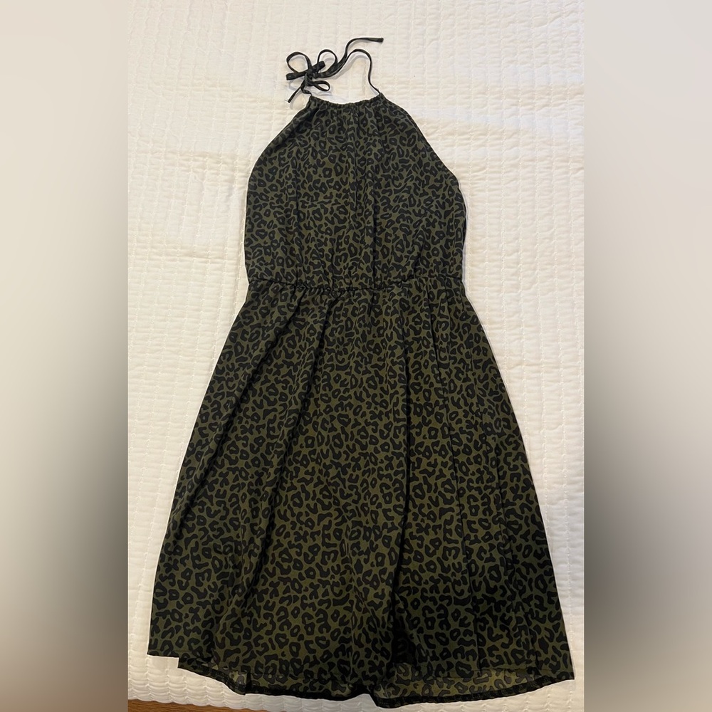 Cupshe Small Green cheetah print halter dress